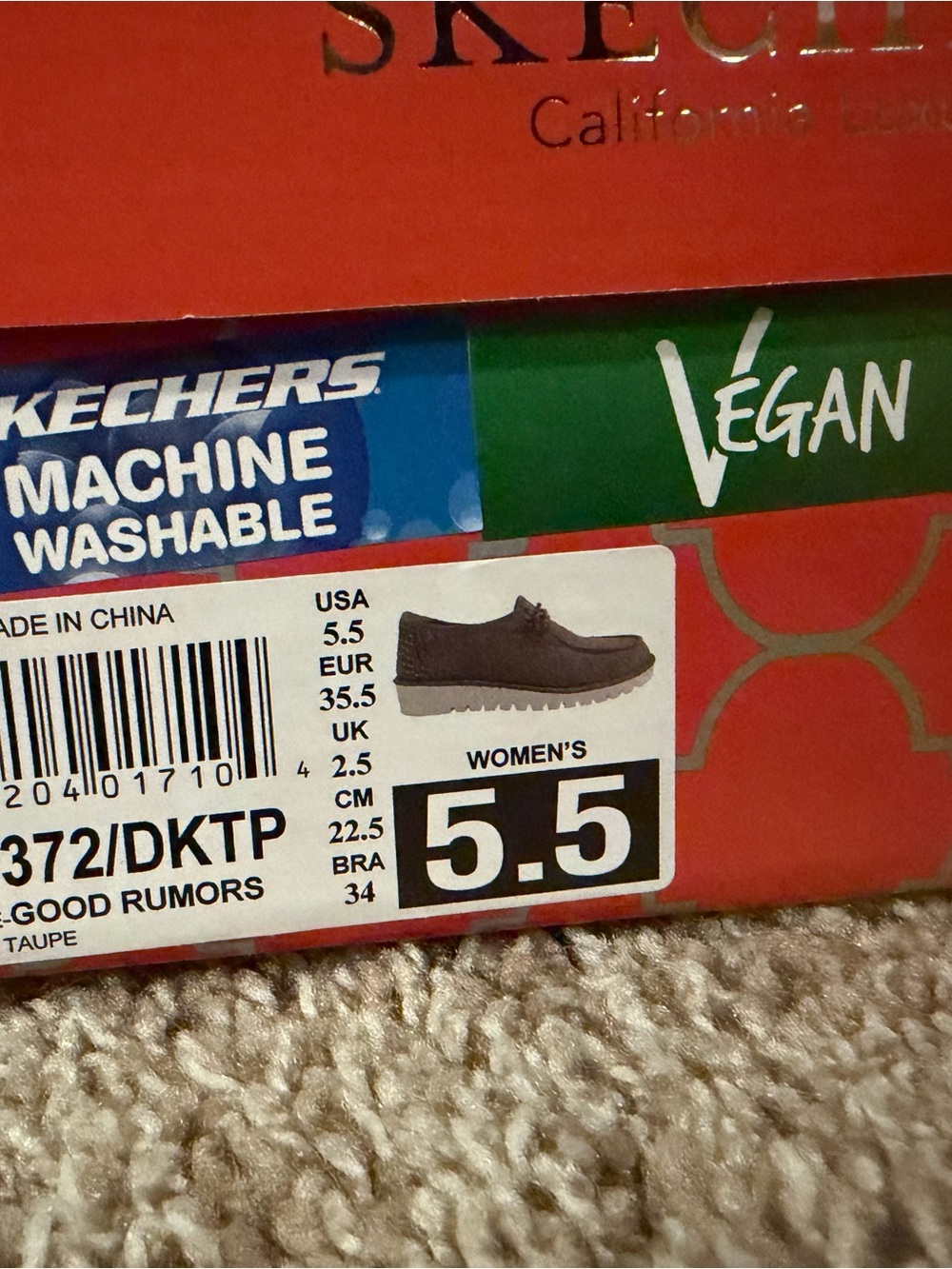 Skechers Women’s Macie Good Rumors Dark Taupe Slip-On Loafers - Picture 5 of 5